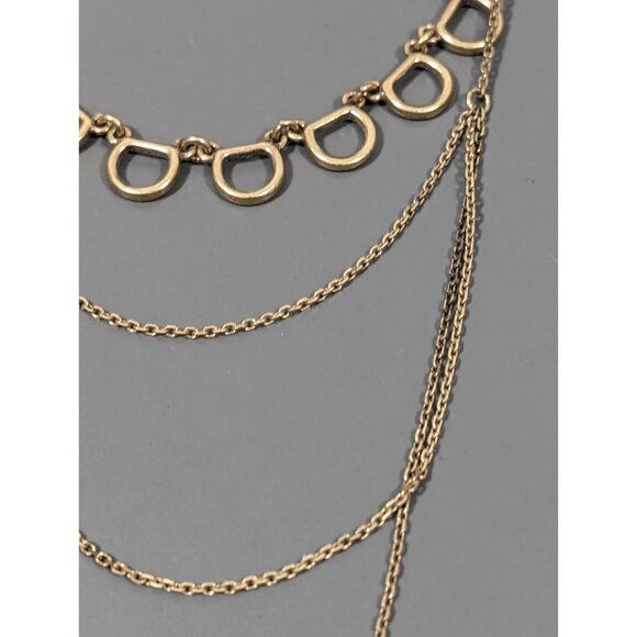 Lucky Brand Gold Tone Horse Bit Chain Derby Equestrian Layered Necklace Western - Picture 4 of 7